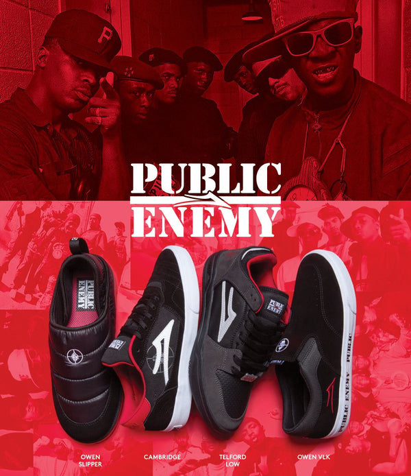 Lakai x Public Enemy Cambridge Skate Shoes - Black / Red - Skatewarehouse.co.uk
