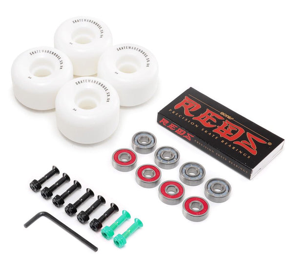 Skatewarehouse Conical Skateboard Wheels & Bones Reds Bearings Pack + Bolts! - Skatewarehouse.co.uk