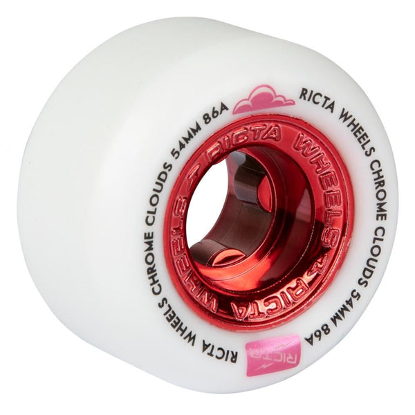 Ricta Skateboard Wheels Chrome Clouds Red 86a - White - Skatewarehouse.co.uk
