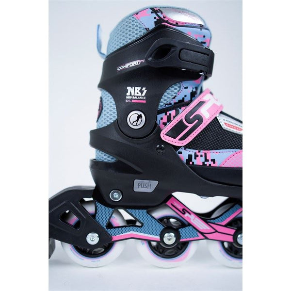 SFR Pixel Adjustable Inline Skates Blue / Pink Bundle - SFR Helmet & Pads