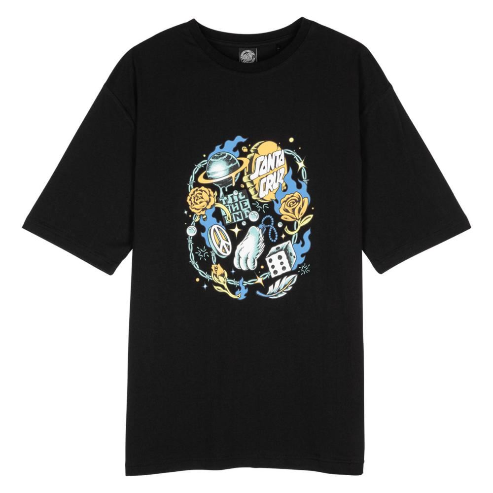 Santa Cruz Womens T-Shirt Lucky Day Front Oversized - Black - Skatewarehouse.co.uk