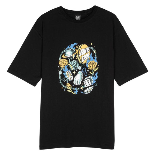 Santa Cruz Womens T-Shirt Lucky Day Front Oversized - Black - Skatewarehouse.co.uk