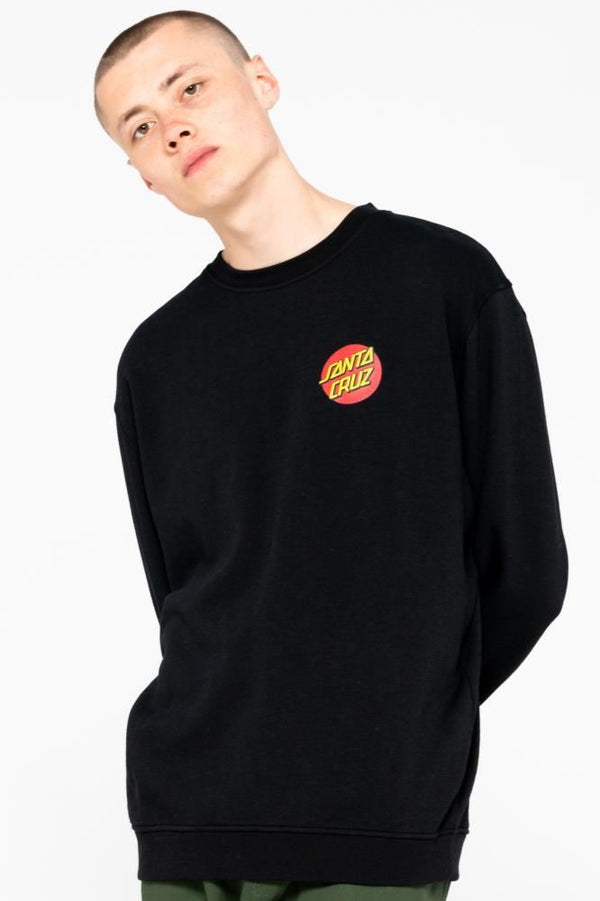 Santa Cruz Crew Classic Dot Chest Crew - Black - Skatewarehouse.co.uk