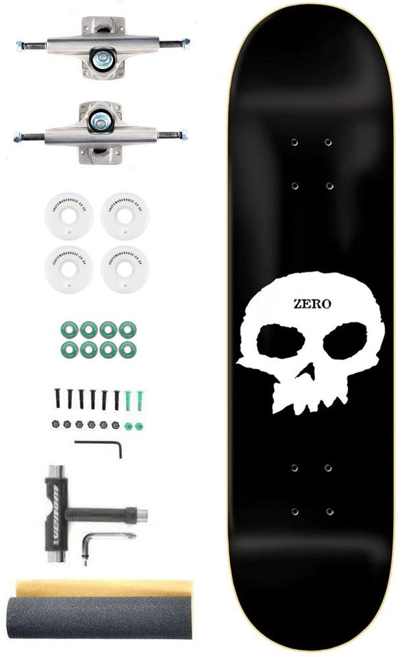 Zero Skateboards Single Skull Blk/Wht Custom Complete Pro Skateboard Kit - 8.25