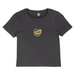 Santa Cruz Womens T-Shirt Heart Wreath Mini Front - Black Wash - Skatewarehouse.co.uk