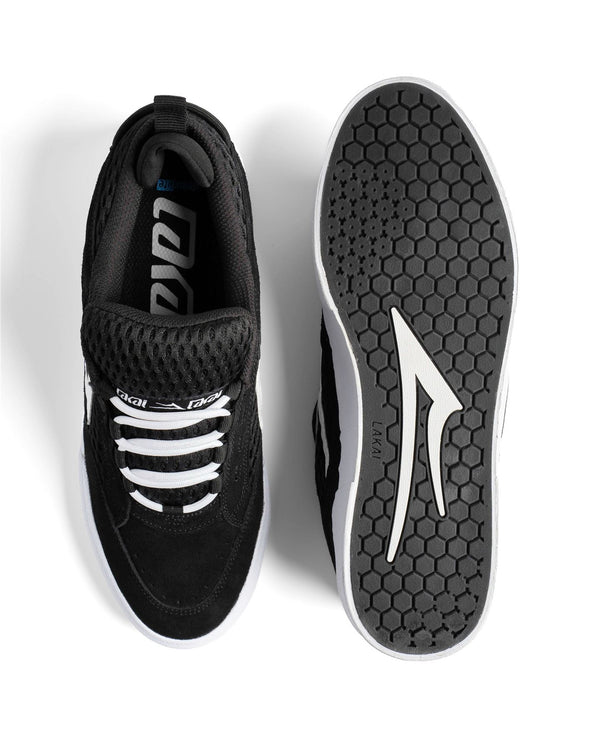 Lakai Aran Skate Shoes Black White Suede