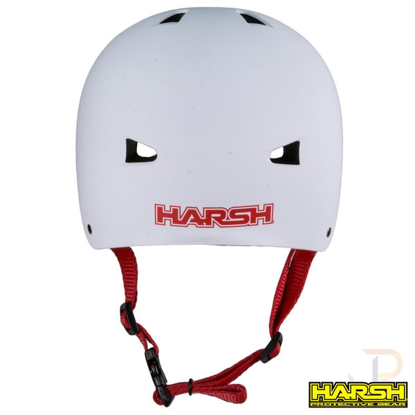 Harsh ABS Helmet - White with Red Straps