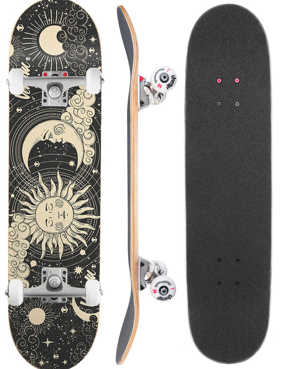 Venom Sun and Moon Black Teal Core Complete Skateboard Bundle - 7.75