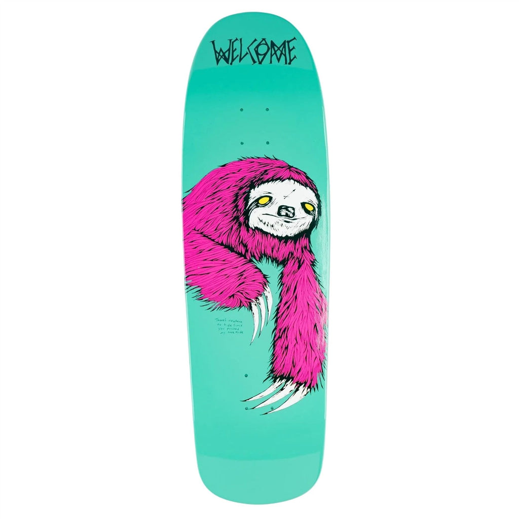 Welcome Skateboards Sloth on Slappy Slap (Teal Dip) Skateboard Deck - 9.75"
