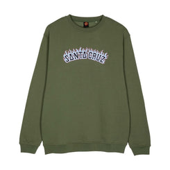 Santa Cruz Crew Burnt Collegiate Crew - Dark Moss - Skatewarehouse.co.uk