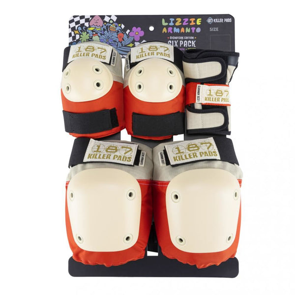 187 Killer Pads Adult Six Pack Set Lizzie - Orange - Skatewarehouse.co.uk