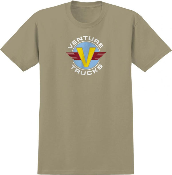 Venture T-Shirt Wings - Sand / Light Blue / Yellow / Red - Skatewarehouse.co.uk