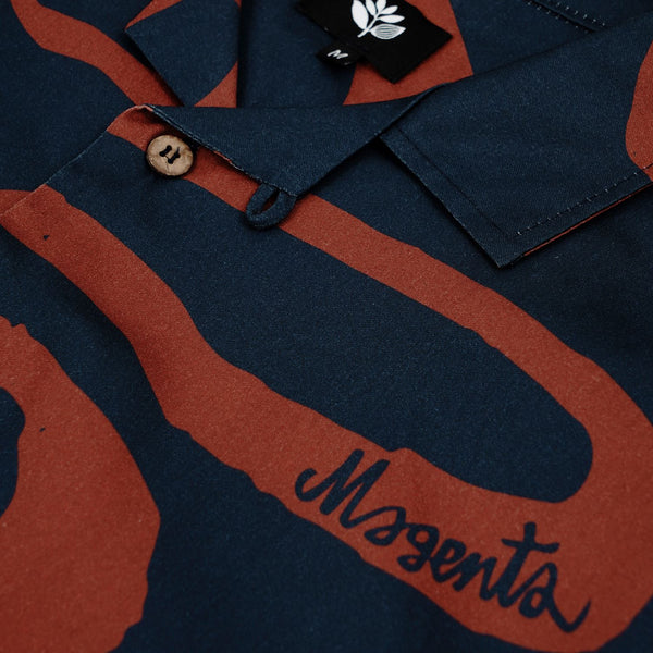 Magenta Lines Shirt Navy Blue - Skatewarehouse.co.uk