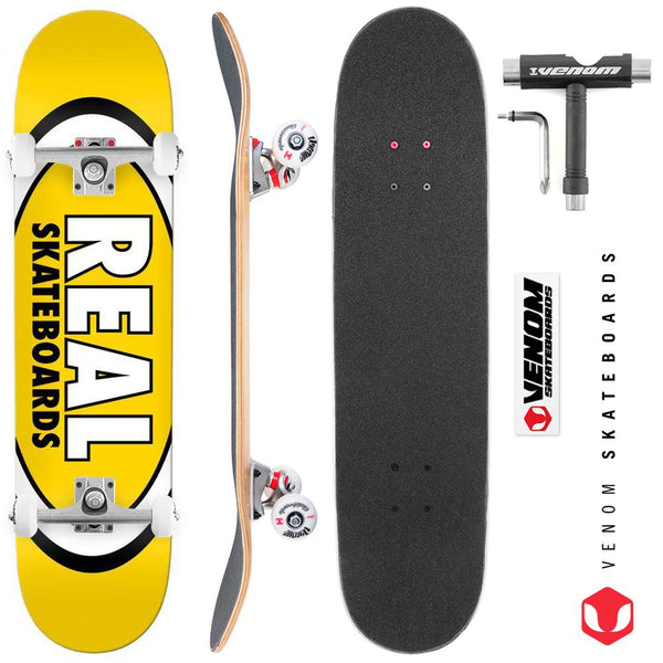Real Team Classic Oval Yellow Custom Complete Skateboard - 8.06