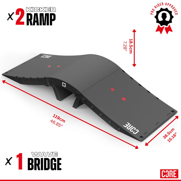CORE Skate Ramp - Mini Wave Ramp Set (2 Kickers & Bridge) - Skatewarehouse.co.uk