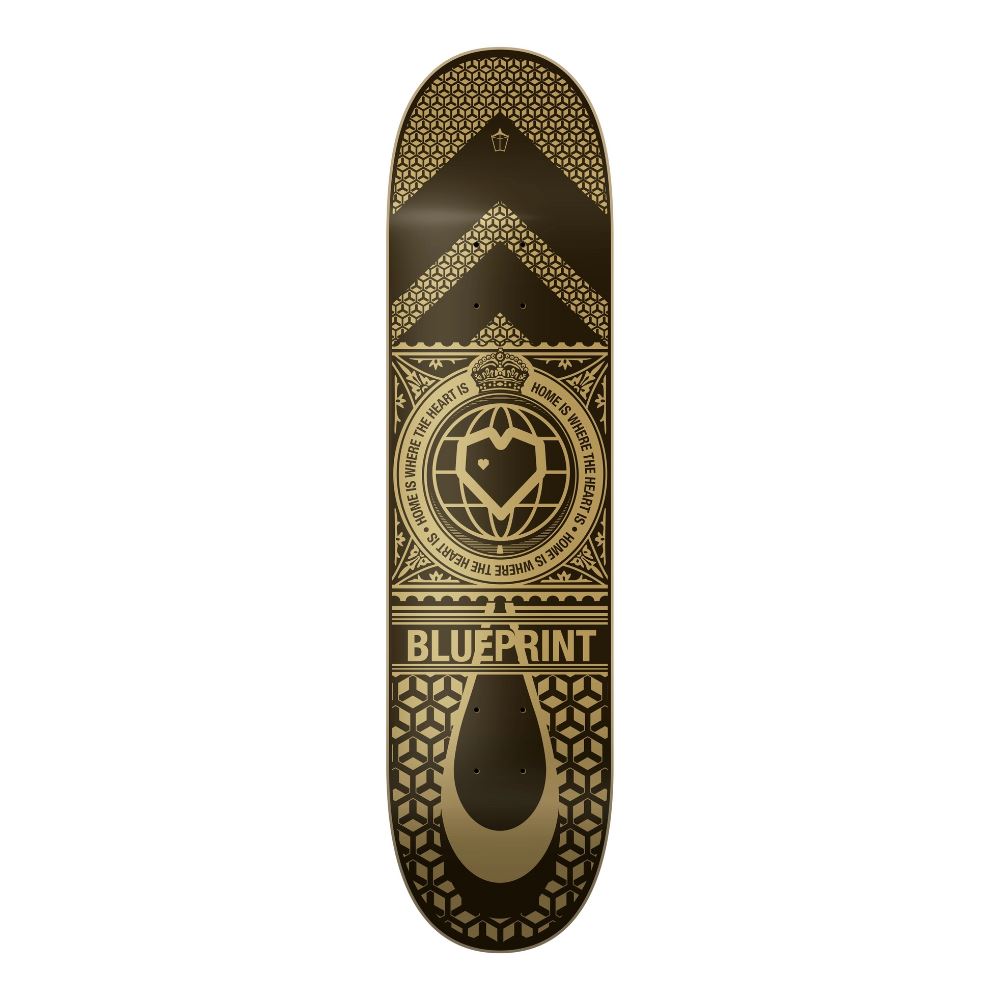 Blueprint Home Heart Black / Gold Skateboard Deck - 8.125"
