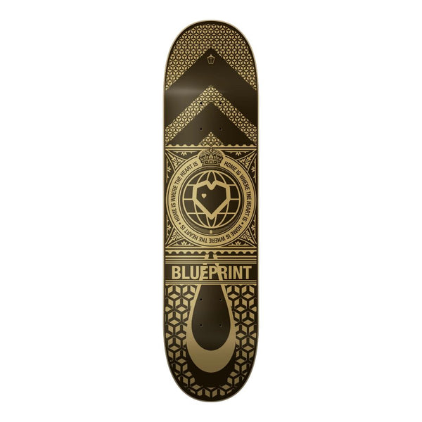Blueprint Home Heart Black / Gold Skateboard Deck - 8.125