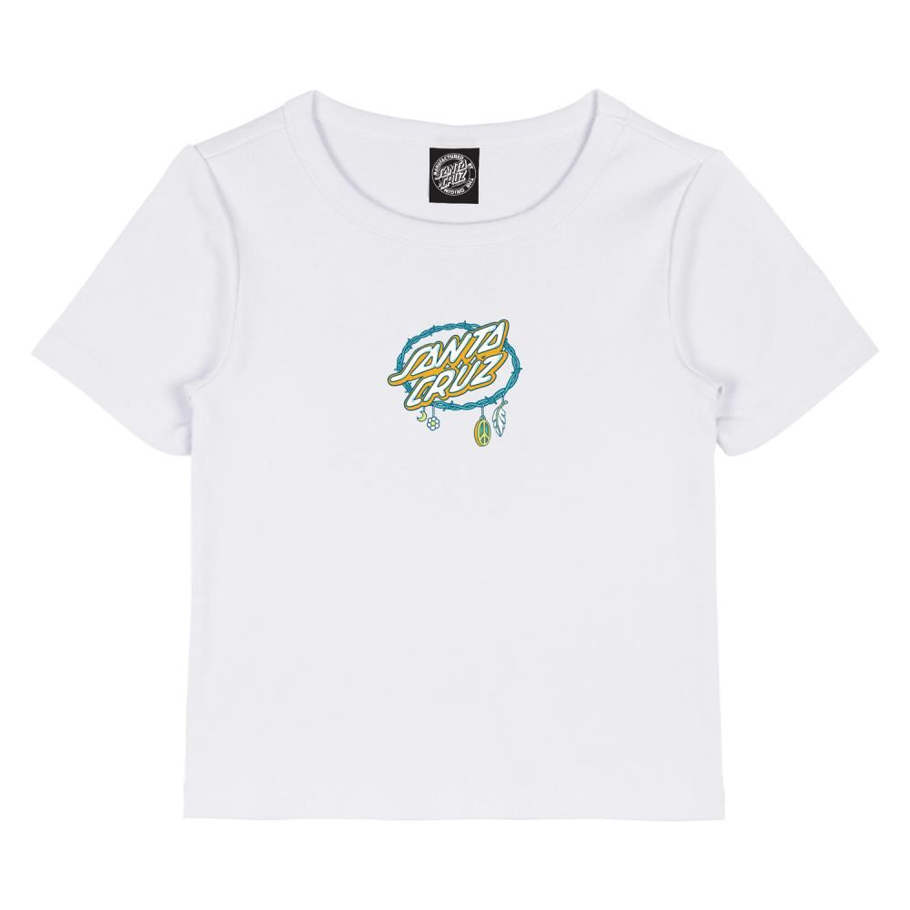 Santa Cruz Womens T-Shirt Barbed Oval Dot Front T-Shirt - White - Skatewarehouse.co.uk