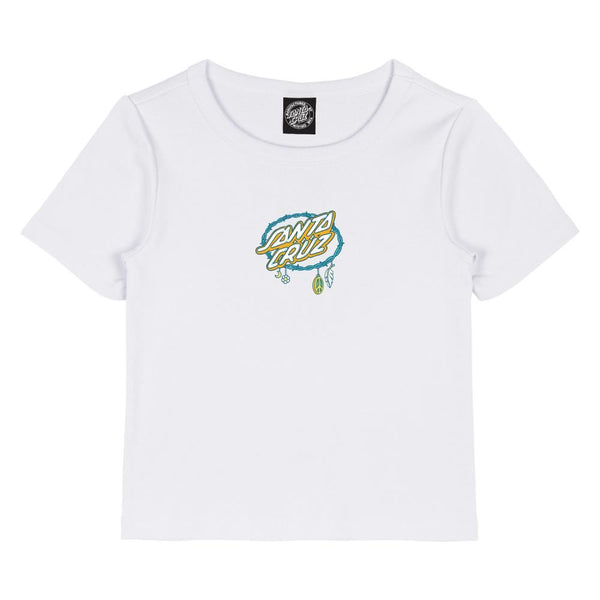 Santa Cruz Womens T-Shirt Barbed Oval Dot Front T-Shirt - White - Skatewarehouse.co.uk