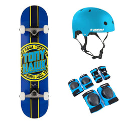 Tony Hawk SS 180+ Badge Logo Blue / Yellow Complete Skateboard Bundle - 7.5"