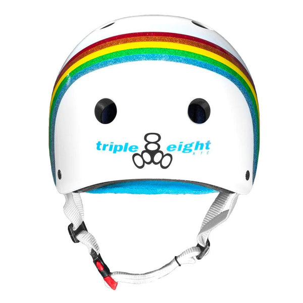 Triple Eight Sweatsaver Certified Helmet Rainbow Sparkle White - Skatewarehouse.co.uk