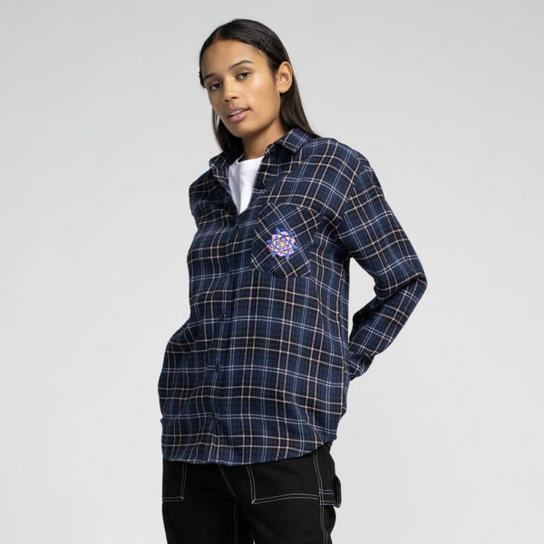 Santa Cruz Womens Shirt Portland Shirt - Blue Check - Skatewarehouse.co.uk