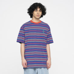 Santa Cruz Custom T-Shirt Mini Hand Stripe T-Shirt - Navy Blue Stripe - Skatewarehouse.co.uk