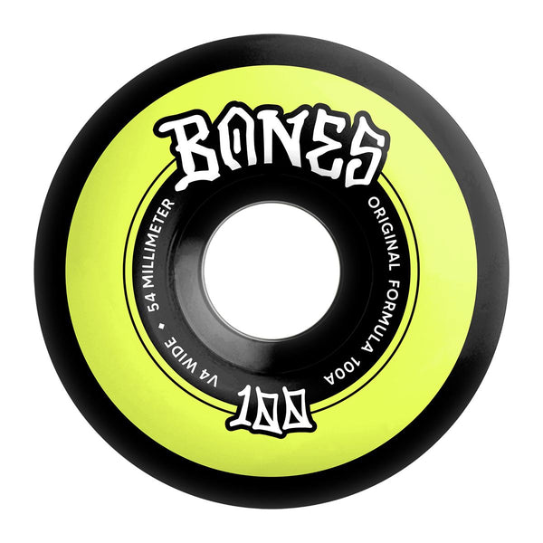 BONES Skateboard Wheels OG Formula (Originals) • 100A • V4 Wide • Black - Skatewarehouse.co.uk