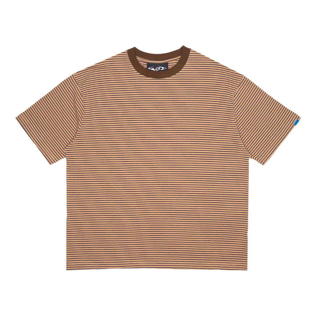 WKND Stripe Tee Brown & Navy - Skatewarehouse.co.uk