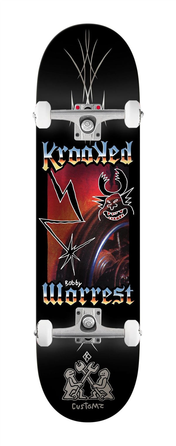 Krooked Worrest Chrome Zone Twin Tail (Black) x Venom Custom Complete Skateboard - 8.3