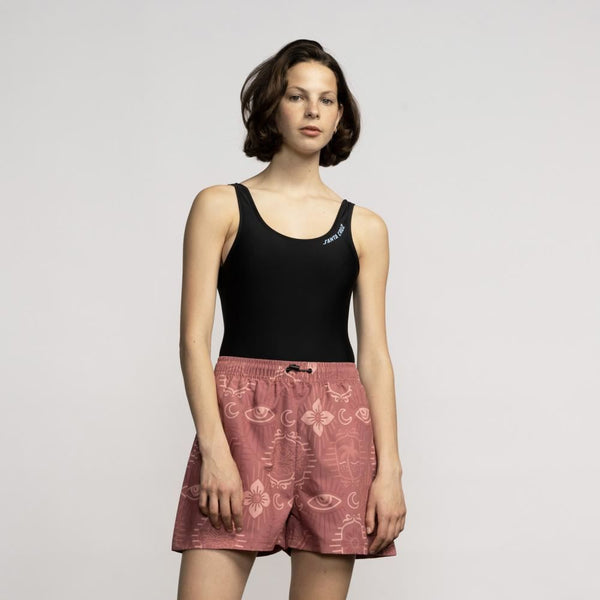 Santa Cruz Womens Swim Shorts Venice Swim Short - Red Patchwork - Skatewarehouse.co.uk