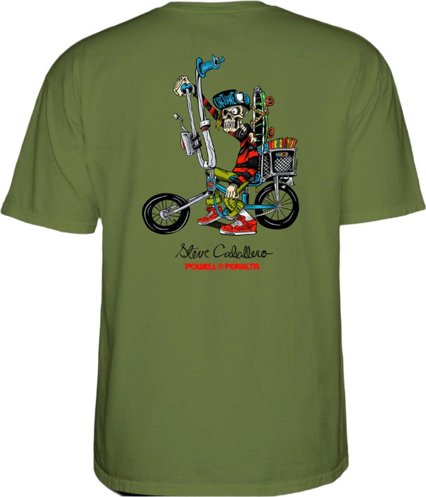 Powell-Peralta Steve Caballero Chopper Bike Tee Military Green - Skatewarehouse.co.uk