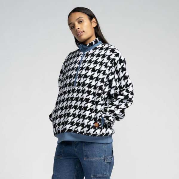 Santa Cruz Womens Jacket Astra Sherpa Fleece - Black / White - Skatewarehouse.co.uk