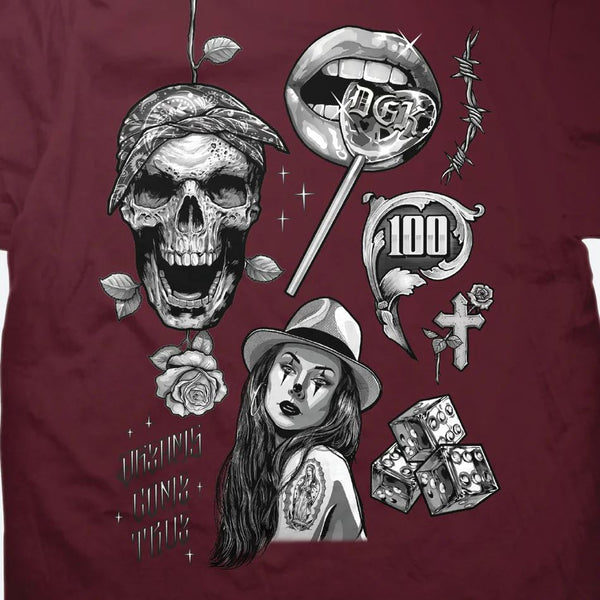 DGK Dreams Come True Tee Burgundy - Skatewarehouse.co.uk