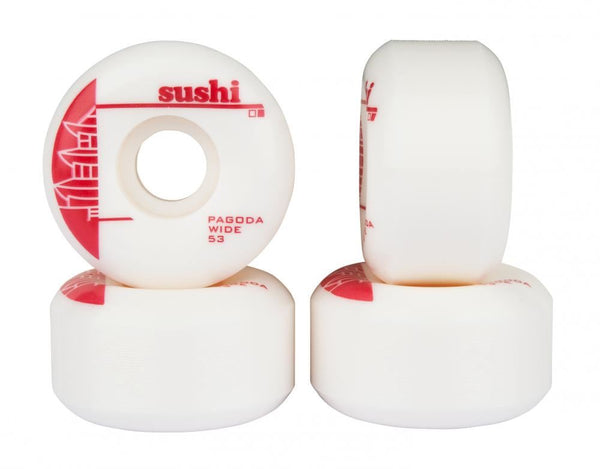 Sushi Skateboard Wheels Pagoda Wide - White - Skatewarehouse.co.uk