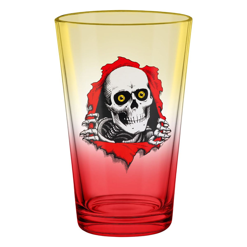 Powell-Peralta Pint Glass • Ripper • Yellow / Red Fade Skateboard Deck