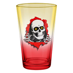 Powell-Peralta Pint Glass • Ripper • Yellow / Red Fade Skateboard Deck