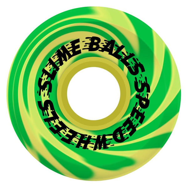 Slime Balls Skateboard Wheels Spewage OG Slime 78a - Green / Yellow Swirl - Skatewarehouse.co.uk