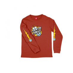Santa Cruz Youth LS T-Shirt Youth Flaming Dice Dot LS - Dark Rust - Skatewarehouse.co.uk