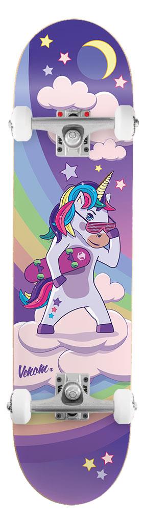 Venom Junior Kids Complete Skateboard - Unicorn Night - 7.25