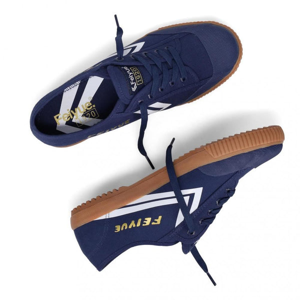 Feiyue Footwear Fe Lo 1920 Gum Grounded Martial Arts/Gym/Lifing Shoes - Navy / Off White / Gold Metallic - Skatewarehouse.co.uk