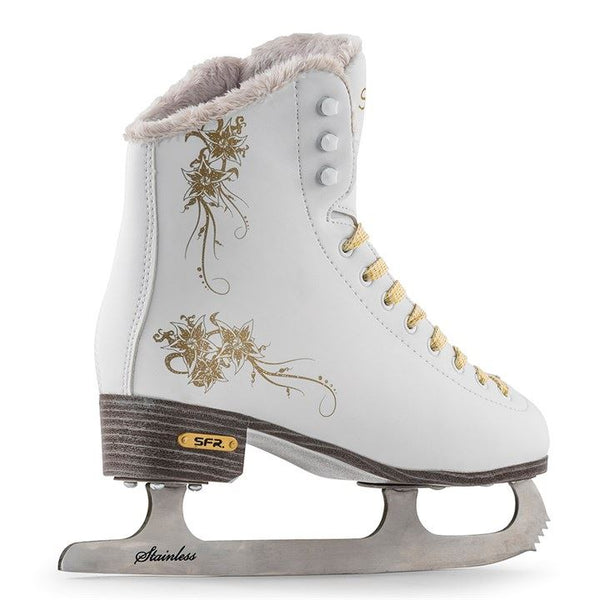 SFR Glitra Ice Skates White Bundle - SFR Helmet & Pads