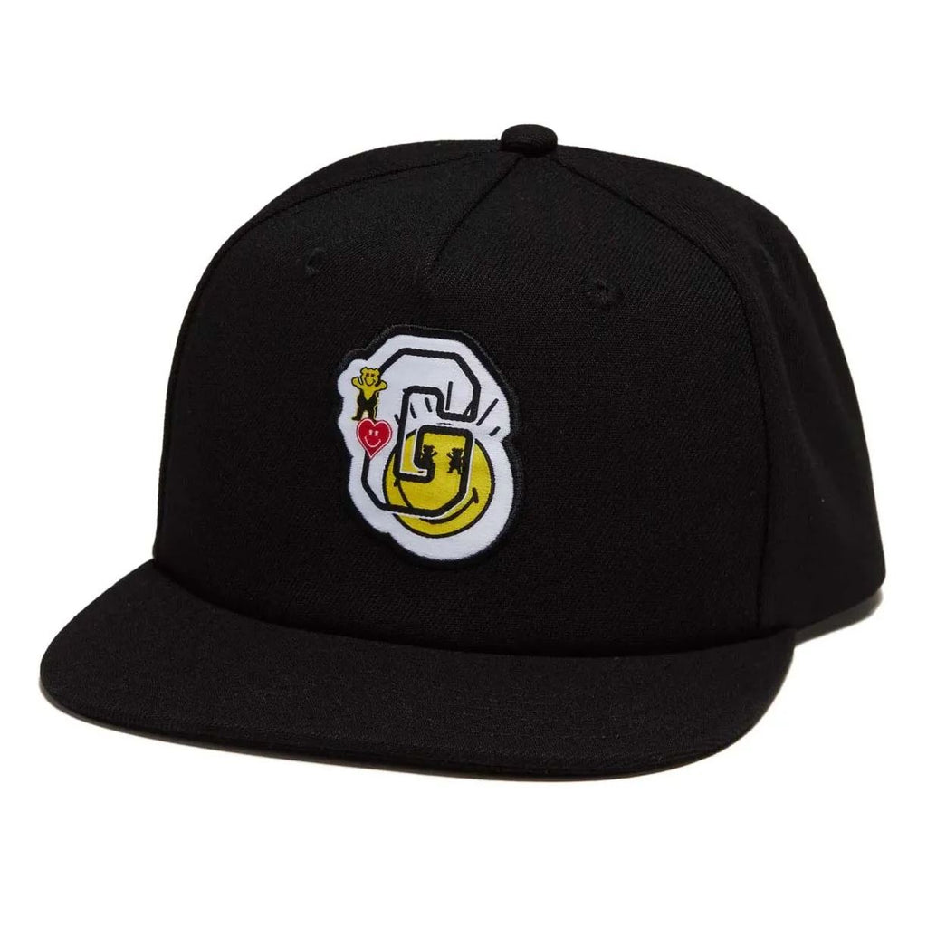 Grizzly x SmileyWorld Snapback Hat Black - Skatewarehouse.co.uk