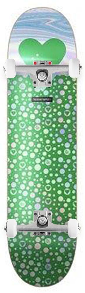 The Heart Supply HS Green Polkahearts Foil Green x Venom Custom Complete Skateboard - 8.0