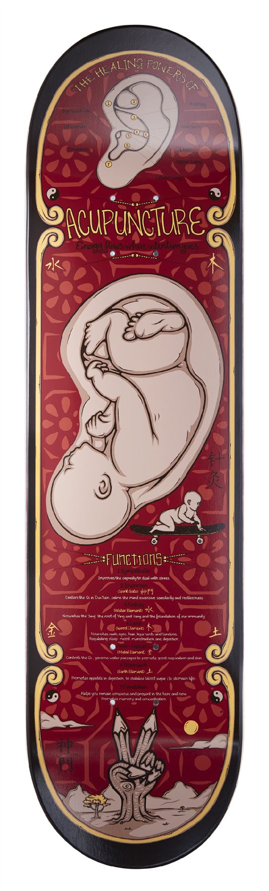 Drawing Boards Healing Series - Acupuncture Skateboard Deck - 8.25