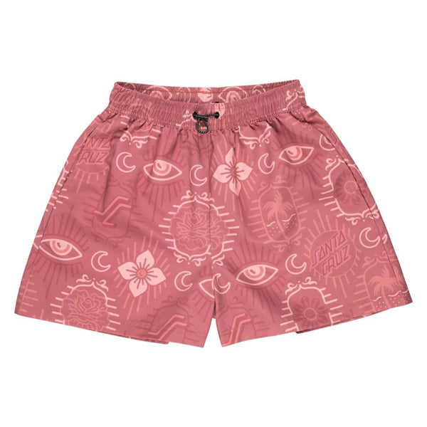 Santa Cruz Womens Swim Shorts Venice Swim Short - Red Patchwork - Skatewarehouse.co.uk