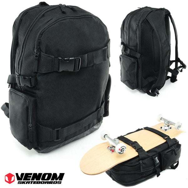 Venom Skateboards PRO Backpack with Skate Carrier - Black - Skatewarehouse.co.uk