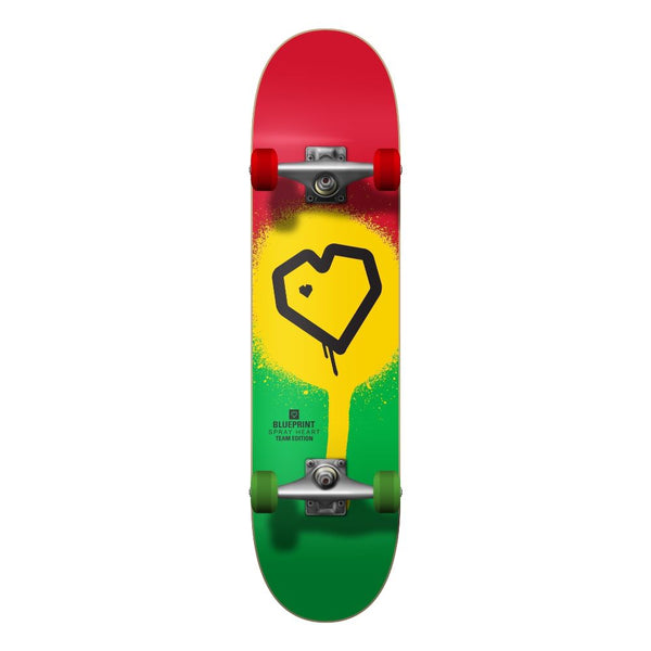Blueprint Spray Heart Rasta Complete Skateboard - 8.0