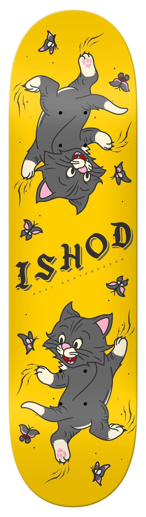 Real Ishod Kitten Scratch Twin Tail (Yellow) Skateboard Deck - 8.0