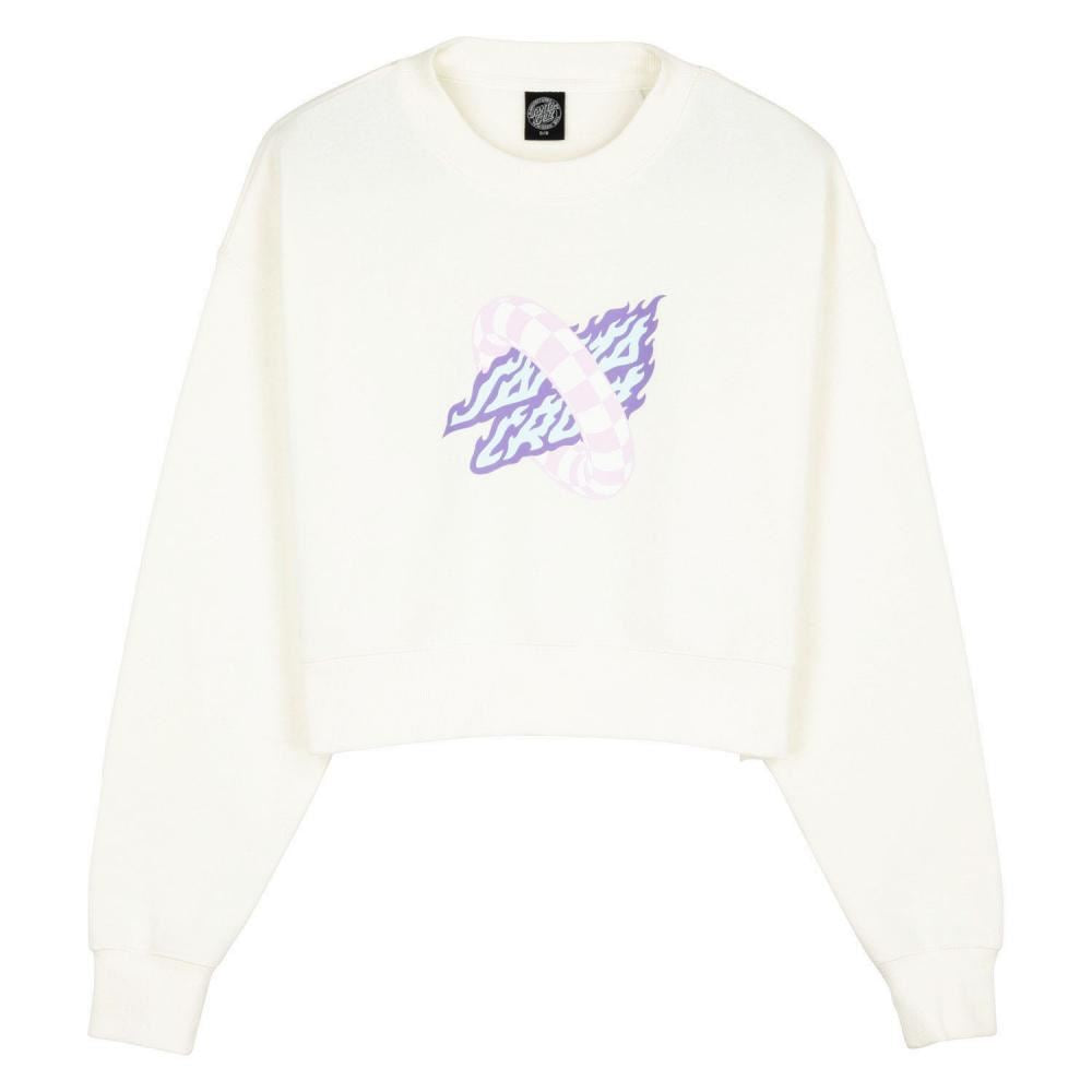 Santa Cruz Womens Crew Goal Flame Front - Off White - Skatewarehouse.co.uk
